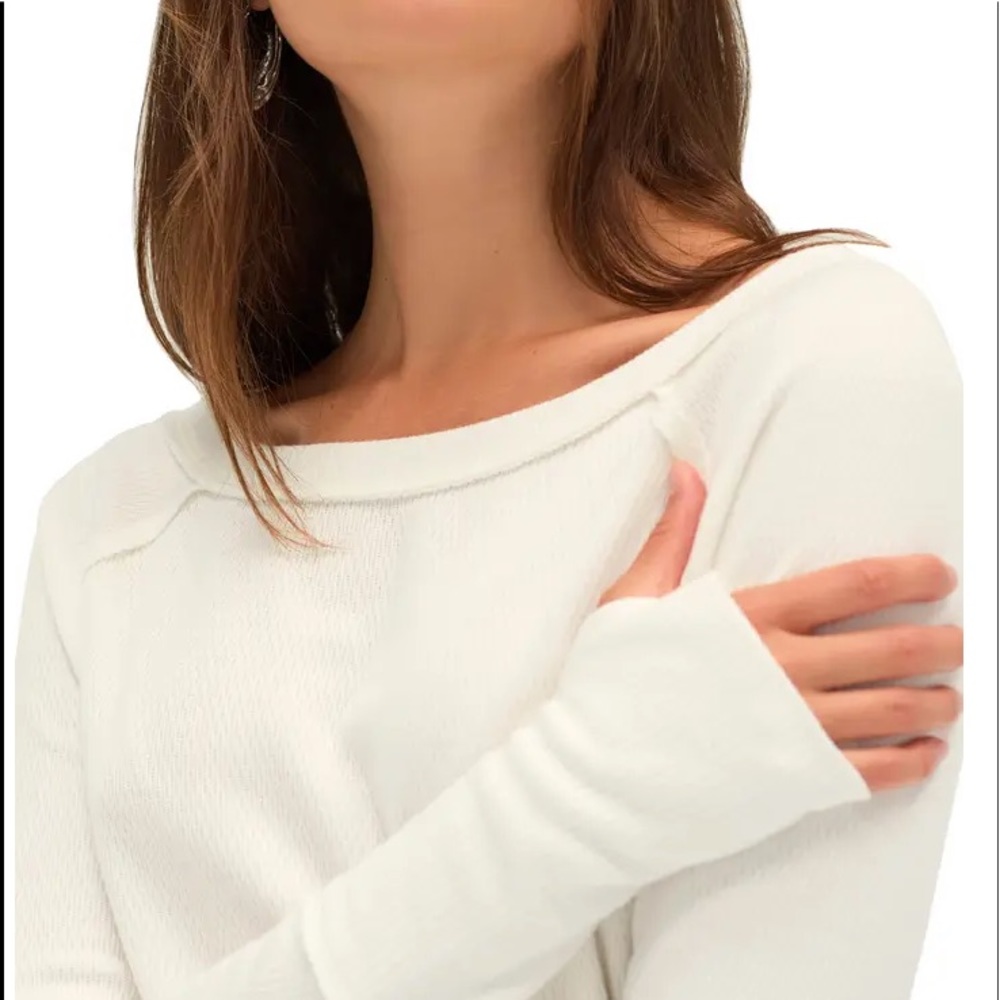 Free People White bone Thermal Top